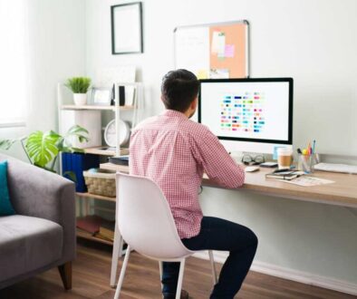 Man working at desk with computer